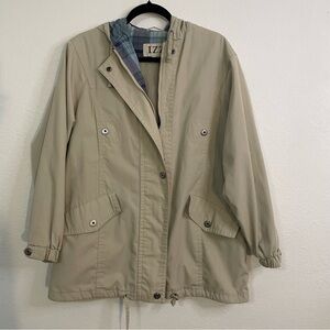 IZZI Women's Beige Utility Jacket size M hooded thick winter jacket layering